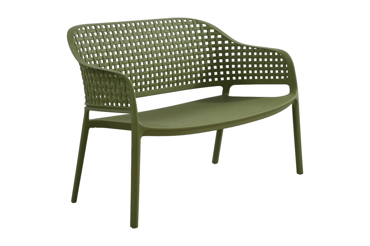 Juego de sala exterior Amalfi verde olivo: mesa de centro, 2 sillas y banco – vista 6