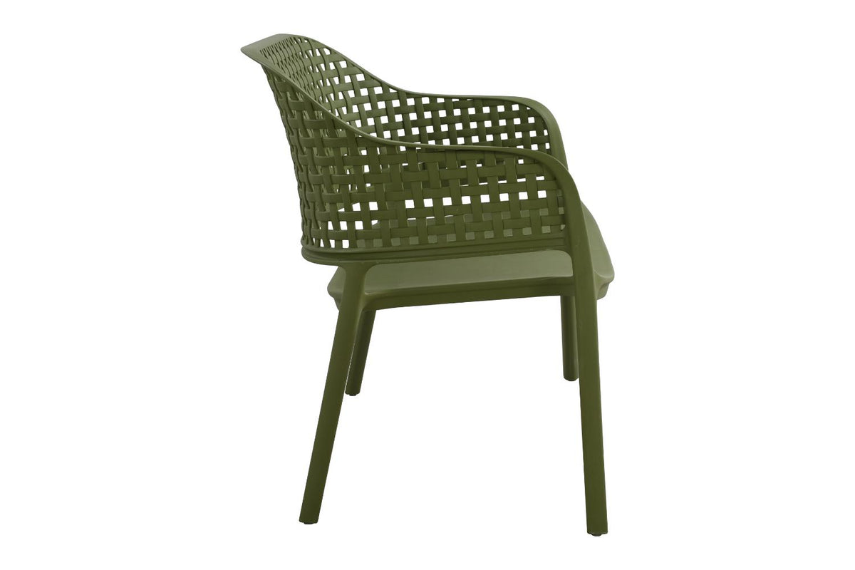 Juego de sala exterior Amalfi verde olivo: mesa de centro, 2 sillas y banco – vista 9