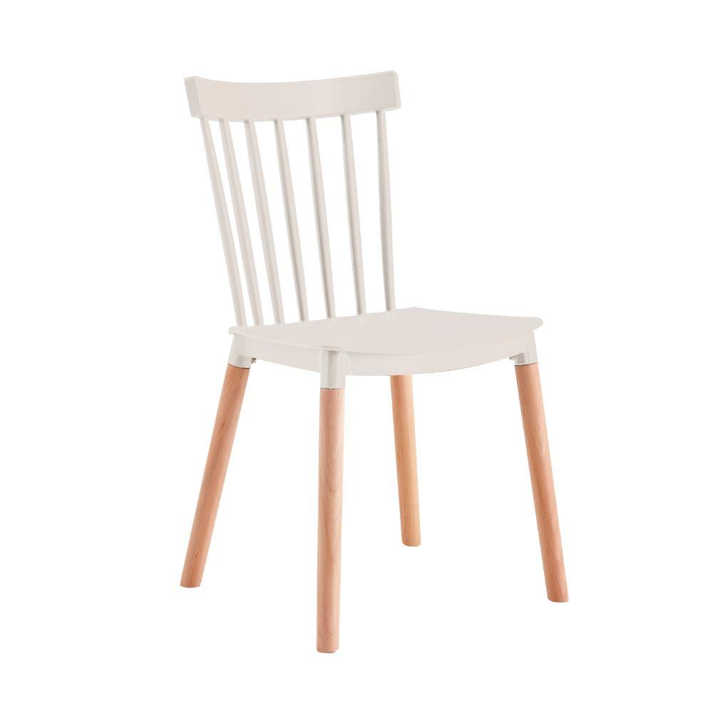 Kit de Dos Sillas Jeicob, Blanco y Café Claro, Cómodo Asiento y Patas en Madera, vista posterior