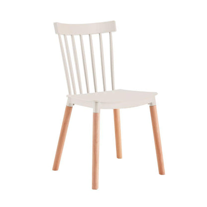 Kit de Dos Sillas Jeicob, Blanco y Café Claro, Cómodo Asiento y Patas en Madera, vista posterior