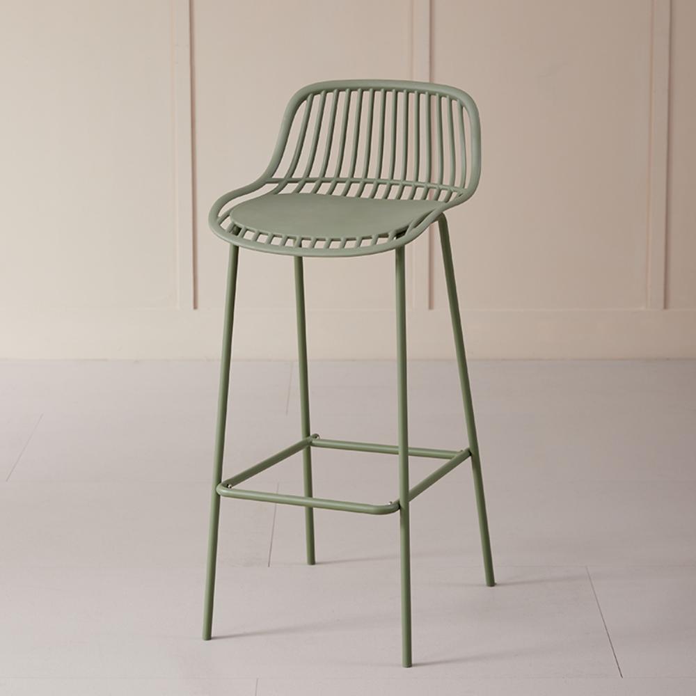 Set de 4 Butacos para Barra Tulum, Color Verde Olivo, Diseño Moderno, detalle de acabado