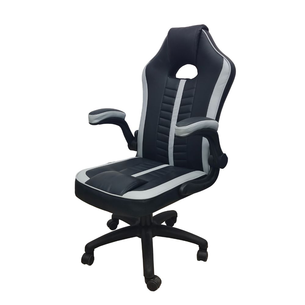 Silla Gamer Rismel, Negro y Gris, con altura ajustable