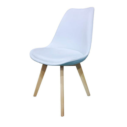 Juego de Comedor Bow · 4 Sillas · Blanco y Café Claro