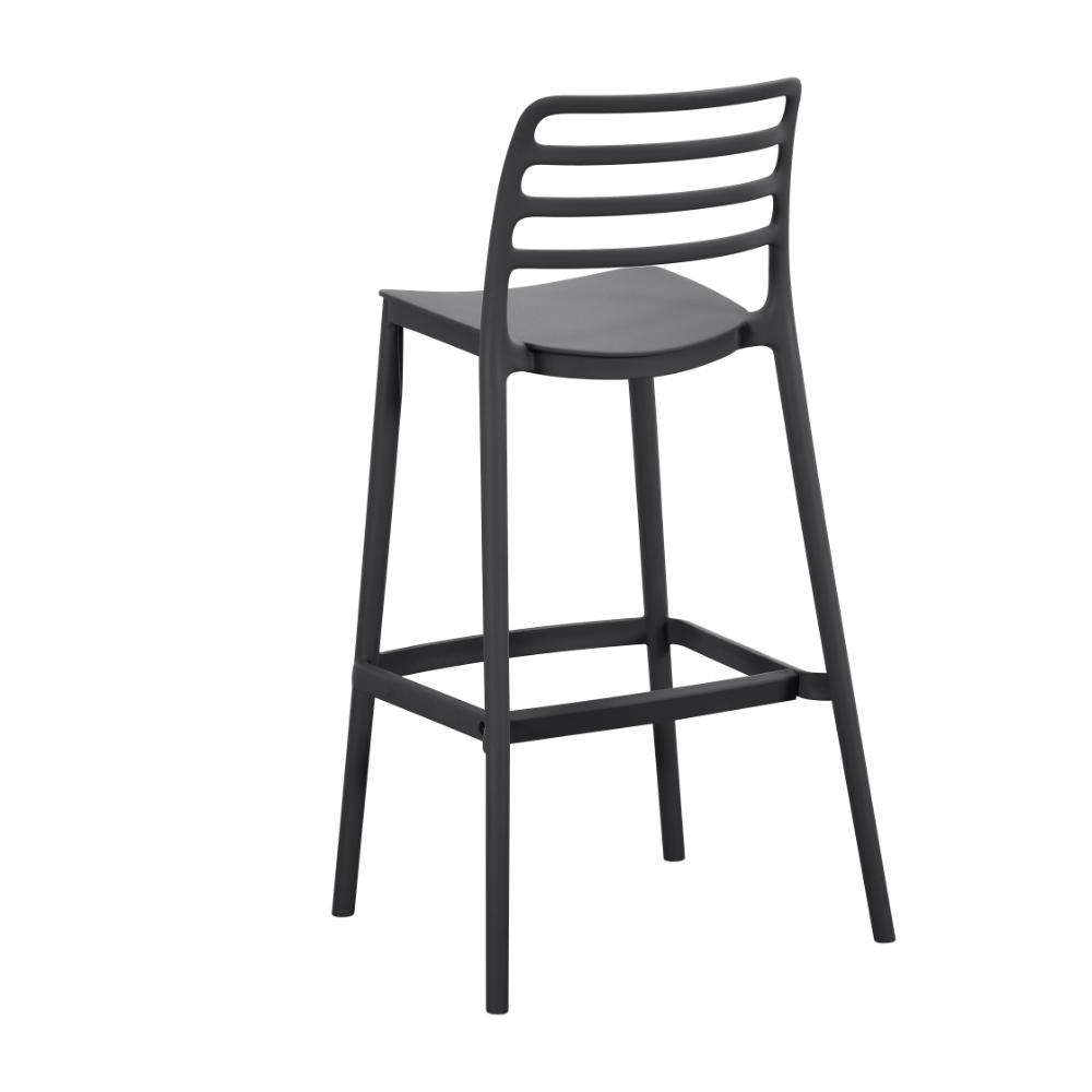 Silla para Bar Palawan, Negro, con Espaldar Abierto y Diseño Minimalista, medidas