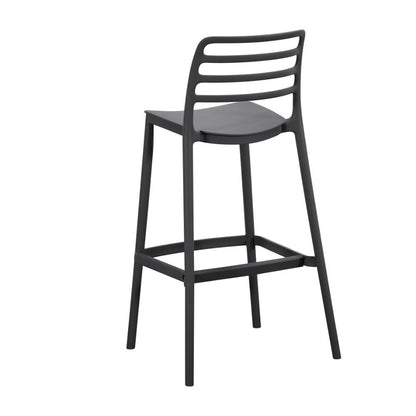Silla para Bar Palawan, Negro, con Espaldar Abierto y Diseño Minimalista, medidas