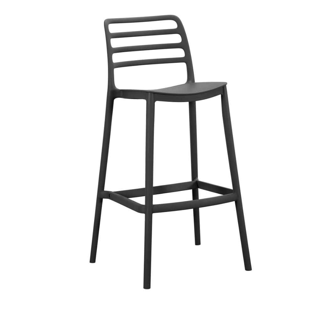 Silla para Bar Palawan, Negro, con Espaldar Abierto y Diseño Minimalista, vista posterior