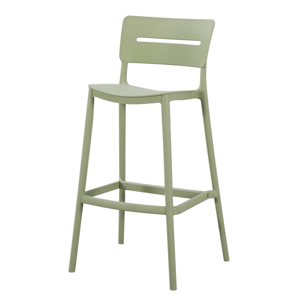 Set de 2 Sillas para Bar Manila, Verde, con Espaldar Rectangular y Diseño Moderno, vista posterior