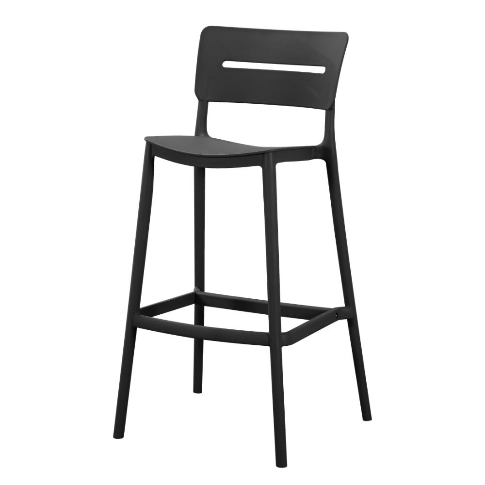 Set de 2 Sillas para Bar Manila, Negro, con Espaldar Rectangular y Diseño Moderno