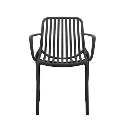 Set de 2 Sillas Parma, Negro, con Espaldar en Rayas y Diseño Minimalista