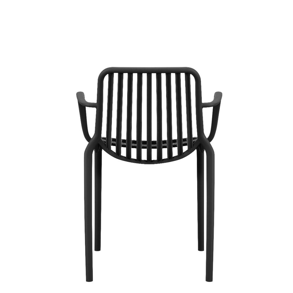 Set de 2 Sillas Parma, Negro, con Espaldar en Rayas y Diseño Minimalista