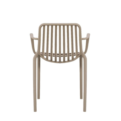 Set de 4 Sillas Parma, Taupe, con Espaldar en Rayas y Diseño Minimalista