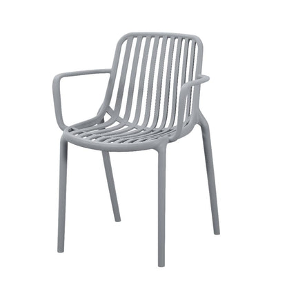 Set de 4 Sillas Parma, Gris, con Espaldar en Rayas y Diseño Minimalista