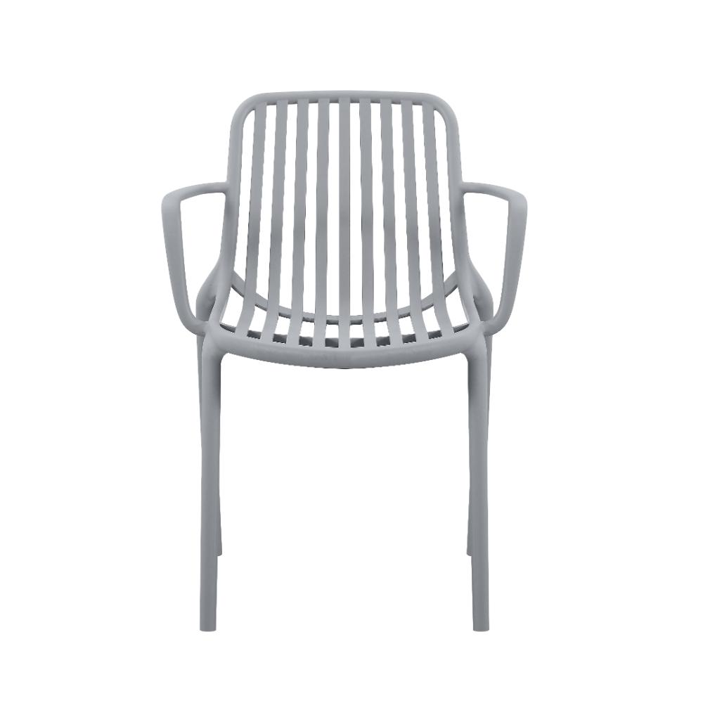 Set de 4 Sillas Parma, Gris, con Espaldar en Rayas y Diseño Minimalista
