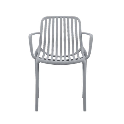 Set de 4 Sillas Parma, Gris, con Espaldar en Rayas y Diseño Minimalista