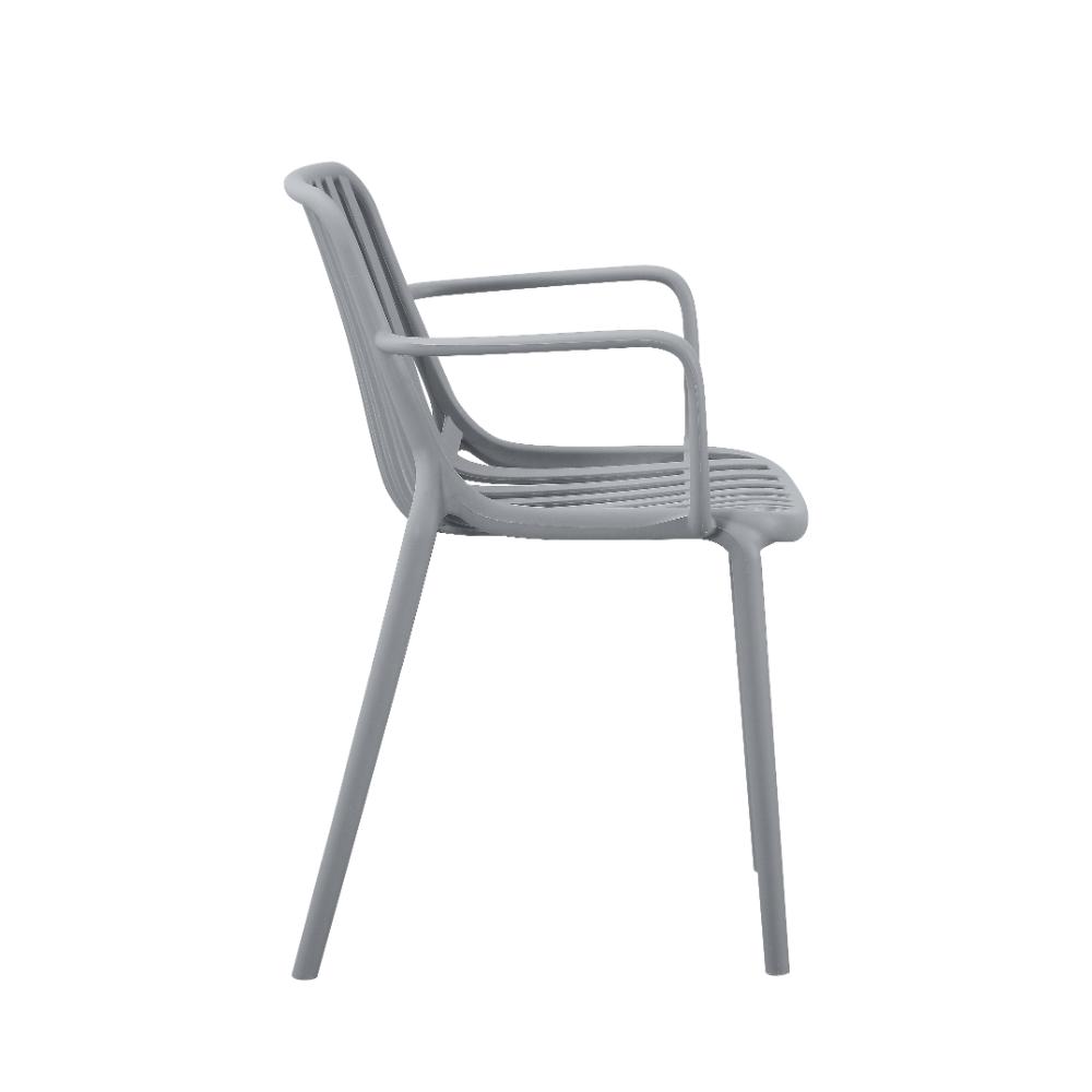 Silla Parma, Gris, con Espaldar en Rayas y Diseño Minimalista