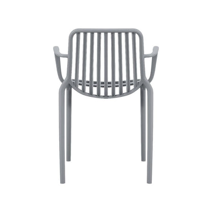 Silla Parma, Gris, con Espaldar en Rayas y Diseño Minimalista