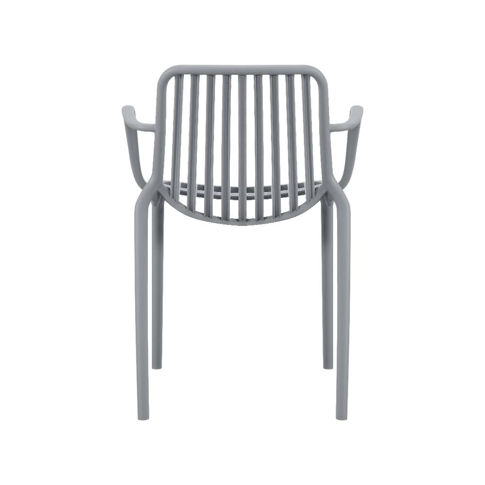 Set de 4 Sillas Parma, Gris, con Espaldar en Rayas y Diseño Minimalista