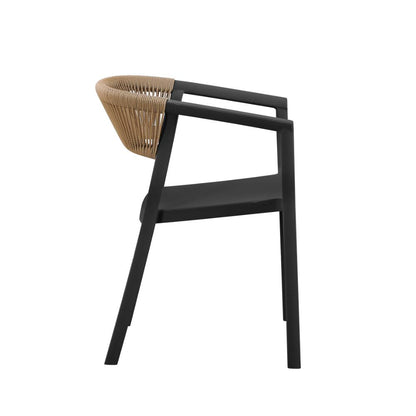 Silla Balí, Negro, con Espaldar en Cuerdas y Diseño Moderno