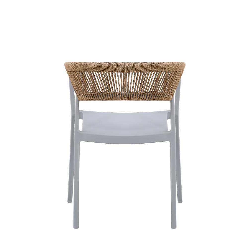 Silla Balí, Gris, con Espaldar en Cuerdas y Diseño Moderno