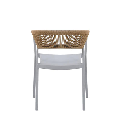 Set de 4 Sillas Balí, Gris, con Espaldar en Cuerdas y Diseño Moderno