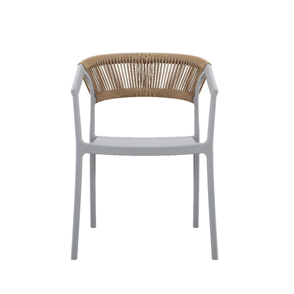 Silla Balí, Gris, con Espaldar en Cuerdas y Diseño Moderno