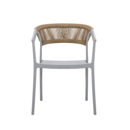 Silla Balí, Gris, con Espaldar en Cuerdas y Diseño Moderno
