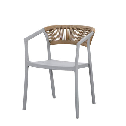 Silla Balí, Gris, con Espaldar en Cuerdas y Diseño Moderno