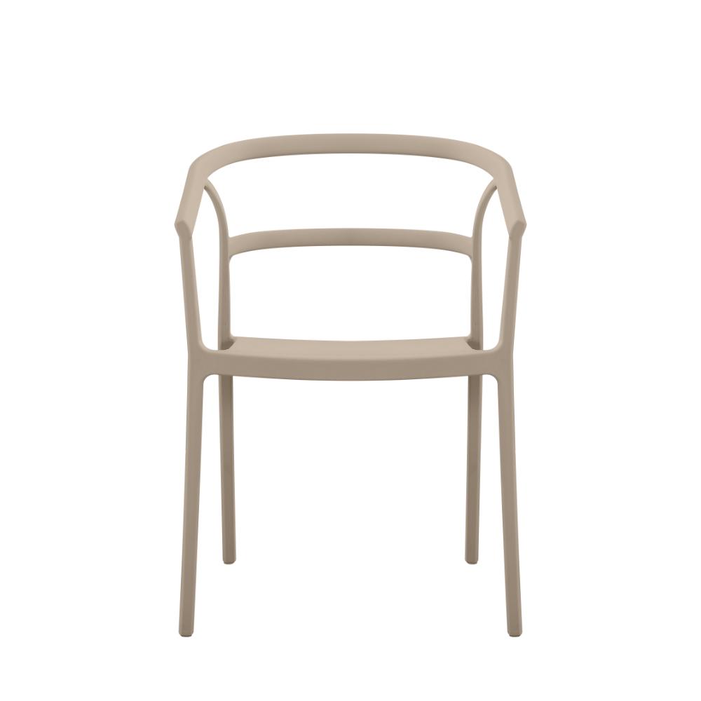 Silla Porto, Taupe, con Espaldar Minimalista y Diseño Moderno, vista posterior