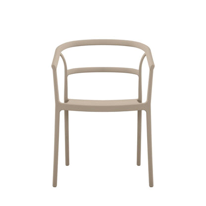 Silla Porto, Taupe, con Espaldar Minimalista y Diseño Moderno, vista posterior