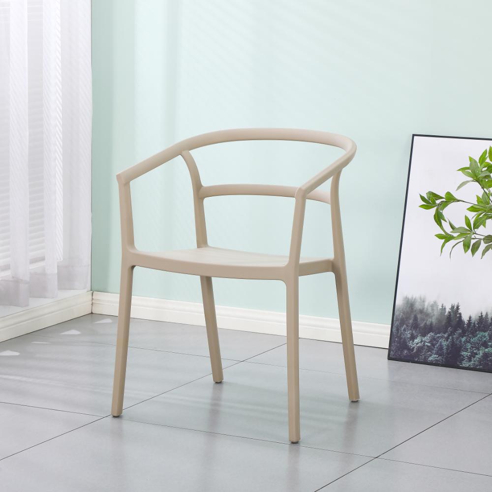 Silla Porto, Taupe, con Espaldar Minimalista y Diseño Moderno, vista frontal