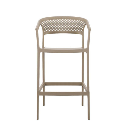 Silla para Bar Salvador, Taupe, con Reposa Pies Doble Proposito, vista posterior