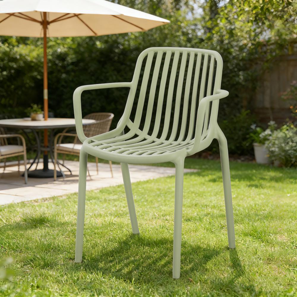 Silla Parma verde en polipropileno con espaldar en rayas, 80 x 57 x 54 cm – vista 2