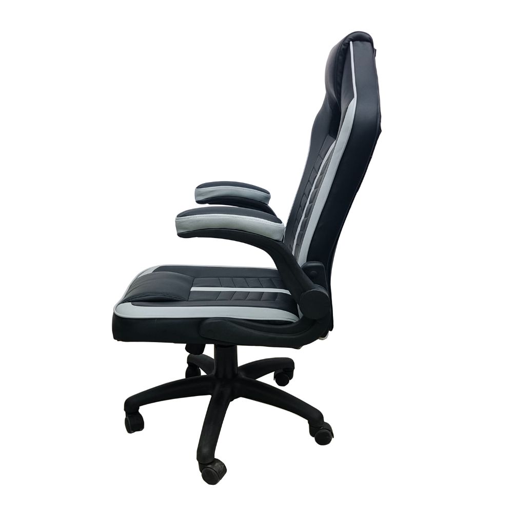 Silla Gamer Rismel, Negro y Gris, con altura ajustable