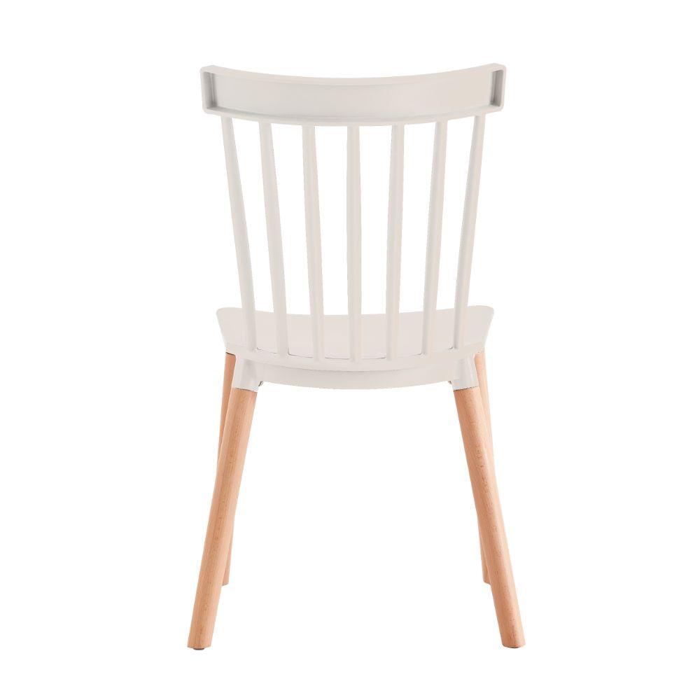 Kit de Dos Sillas Jeicob, Blanco y Café Claro, Cómodo Asiento y Patas en Madera, vista lateral