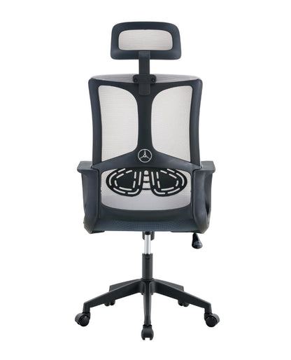 Combo oficina Home escritorio blanco y silla ergonómica de malla – vista 7