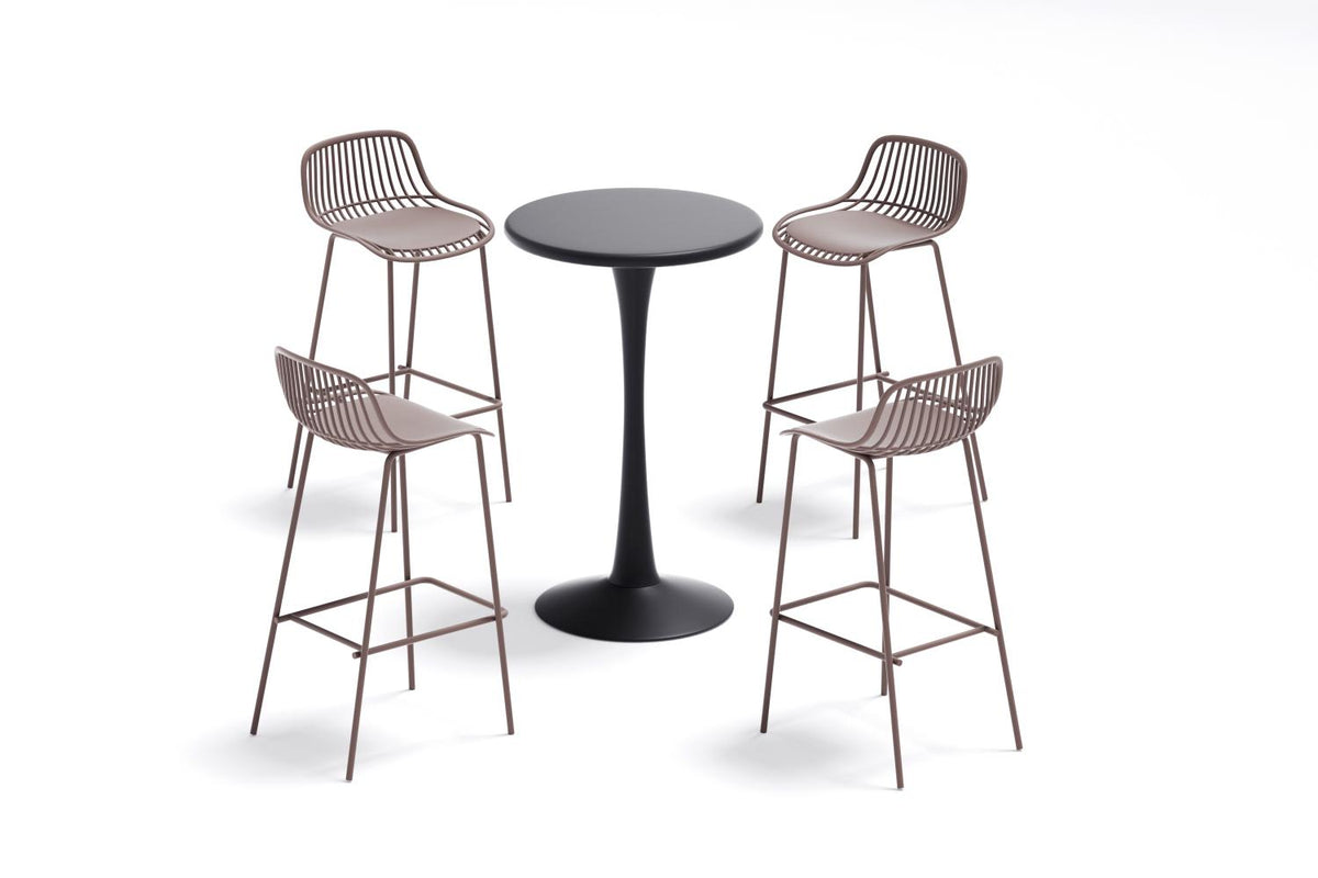 Set de 4 Sillas para Bar Tulum, Color Taupe, Diseño Moderno