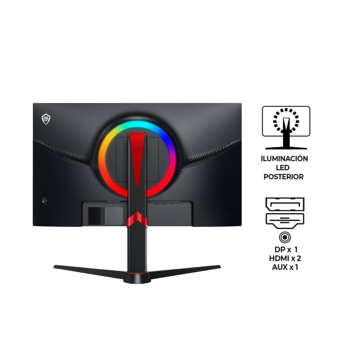 Combo Gamer · Escritorio, Silla y Monitor · Wengue y Rojo
