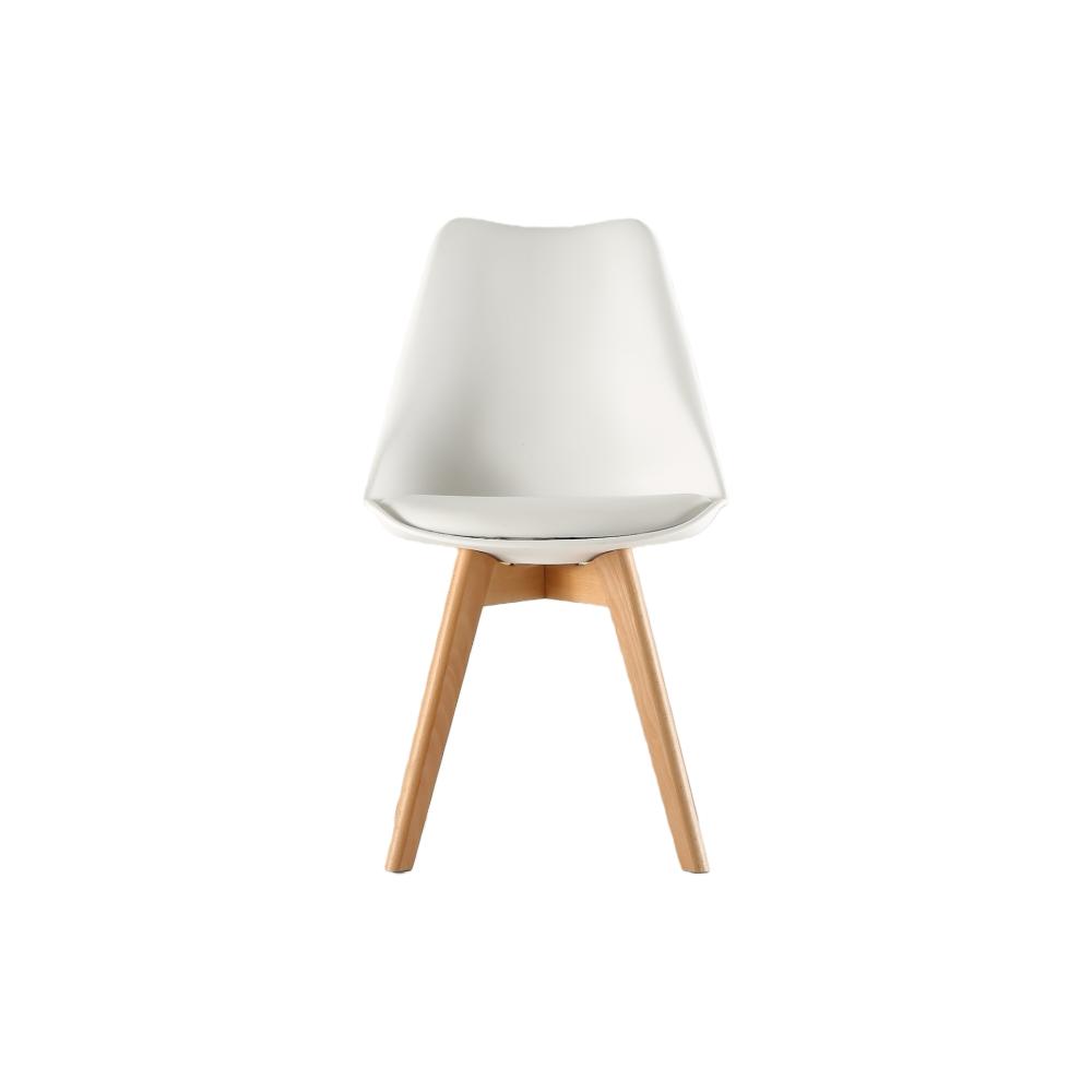 Set de 4 Sillas Fyn, Blanco, Diseño Minimalista con Espaldar, Cojín y Patas de Madera, vista superio