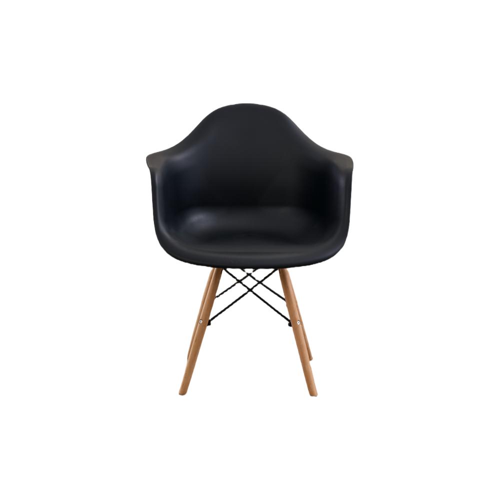 Set de 2 Sillas Eymos, Color Negro, con Espaldar y Patas en Madera
