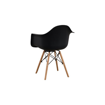 Set de 2 Sillas Eymos, Color Negro, con Espaldar y Patas en Madera