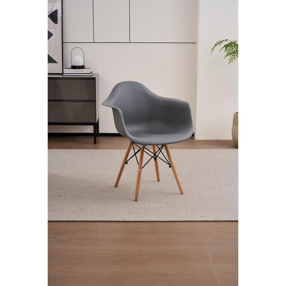 Silla Eymos , Color Gris Oscuro, con Espaldar y Patas en Madera