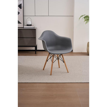 Silla Eymos , Color Gris Oscuro, con Espaldar y Patas en Madera