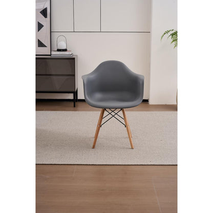 Set de 4 Sillas Eymos, Color Gris Oscuro, con Espaldar y Patas en Madera