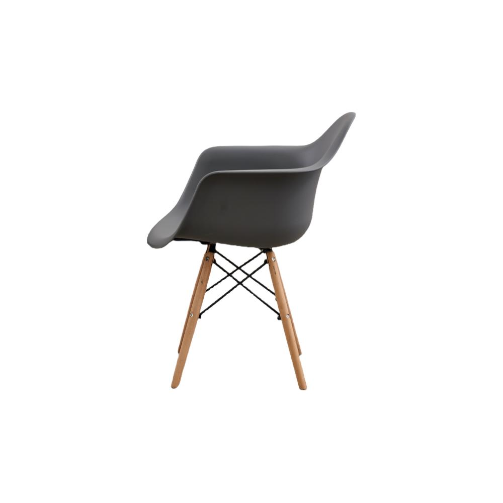 Silla Eymos , Color Gris Oscuro, con Espaldar y Patas en Madera