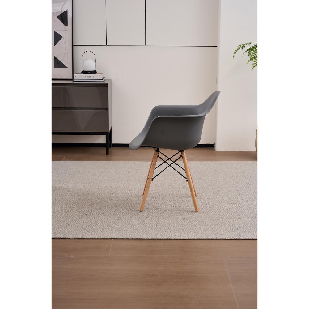 Set de 2 Sillas Eymos, Color Gris Oscuro, con Espaldar y Patas en Madera