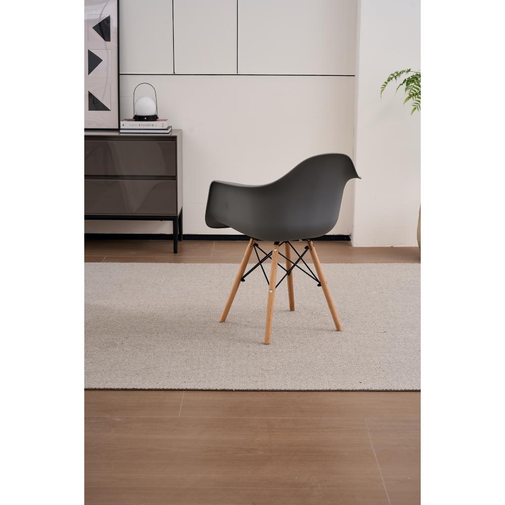 Silla Eymos , Color Gris Oscuro, con Espaldar y Patas en Madera