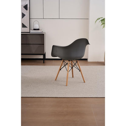 Set de 2 Sillas Eymos, Color Gris Oscuro, con Espaldar y Patas en Madera