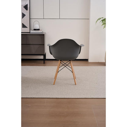 Silla Eymos , Color Gris Oscuro, con Espaldar y Patas en Madera