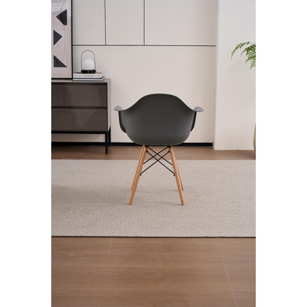 Set de 2 Sillas Eymos, Color Gris Oscuro, con Espaldar y Patas en Madera