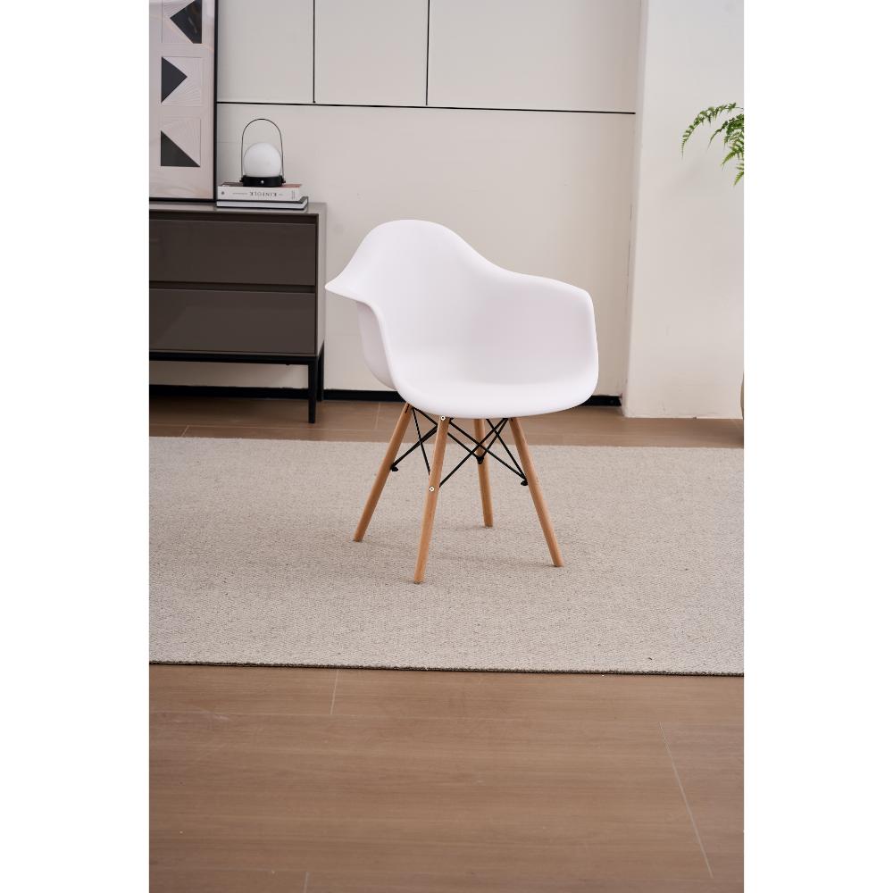 Set de 4 Sillas Eymos, Color Blanco, con Espaldar y Patas en Madera
